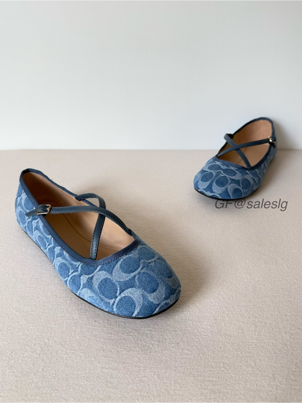 NWT Coach Phoebe Ballet Flat Signature Denim Blue Size 8 CDF63